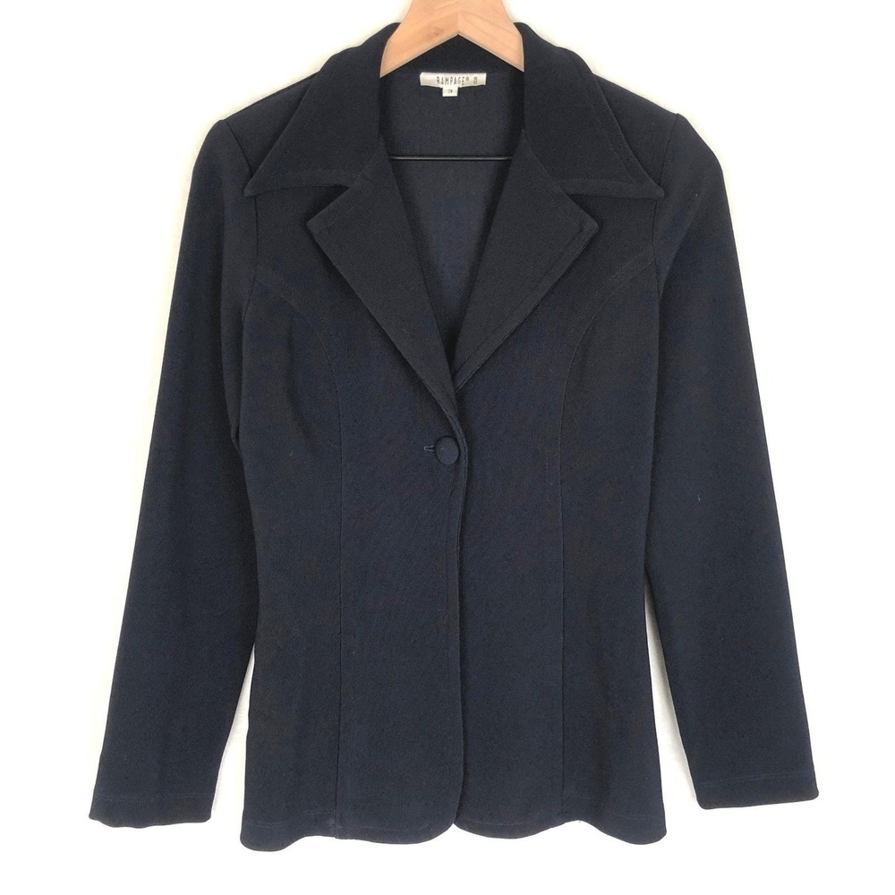 VTG Rampage USA Blazer Women's Sz 2 Navy Blue Fitted Career Business Office